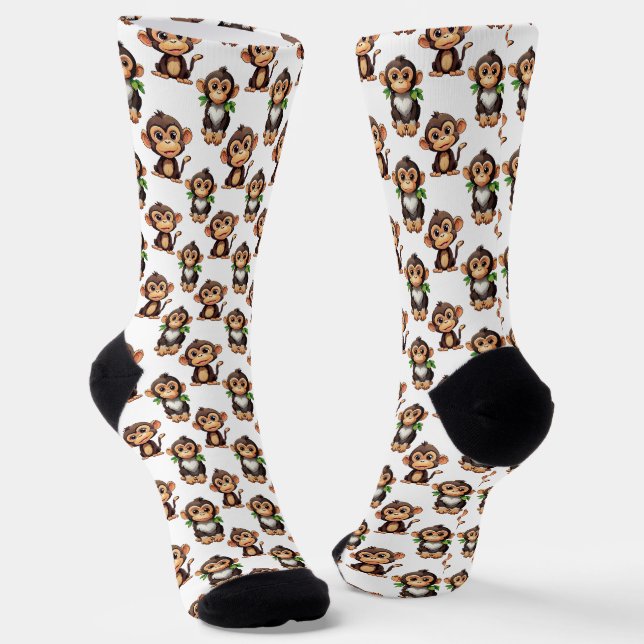 Chaussette Conception de motif singe blanc  (Angulaire)