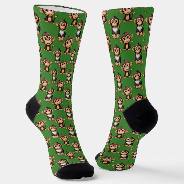 Chaussette Conception de motif singe vert  (Angulaire)