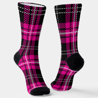 Chaussette Conception de motif tartan carreau rose et noir