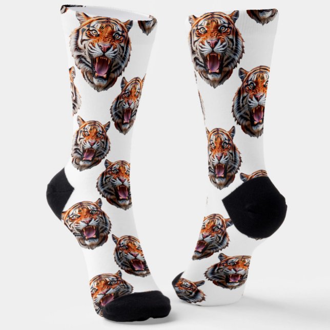 Chaussette Conception de motif tête de tigre - Blanc   (Créateur téléchargé)