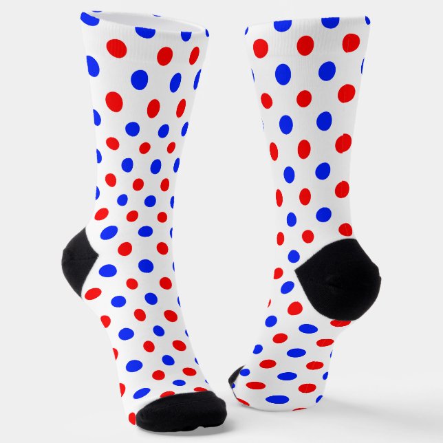 Chaussette Conception de points noirs blancs rouges bleus  (Angulaire)