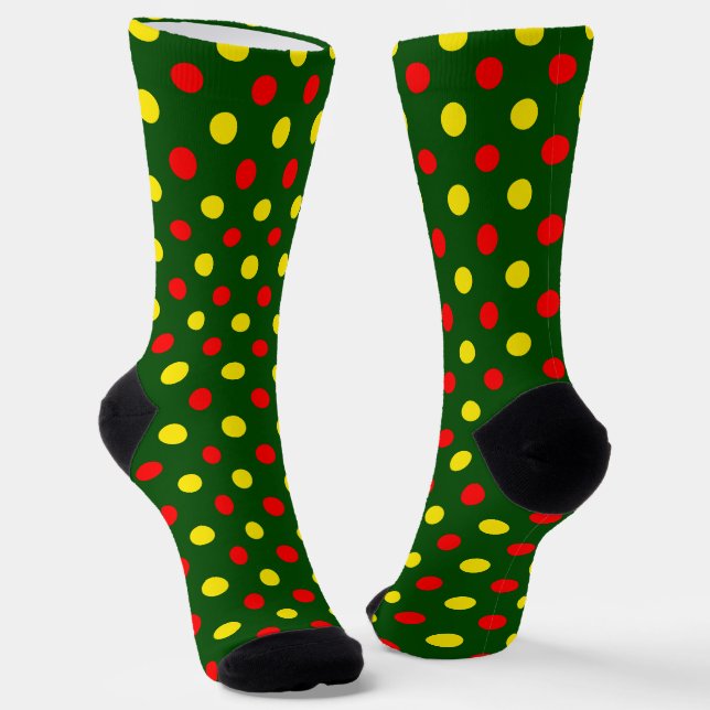 Chaussette Conception de pois verts rouges jaunes  (Angulaire)