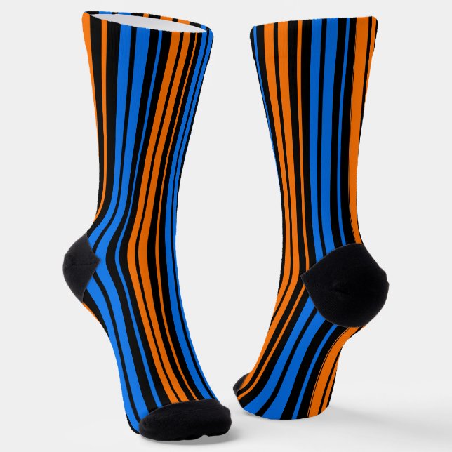 Chaussette Conception de rayures verticales bleu orange bleu  (Angulaire)