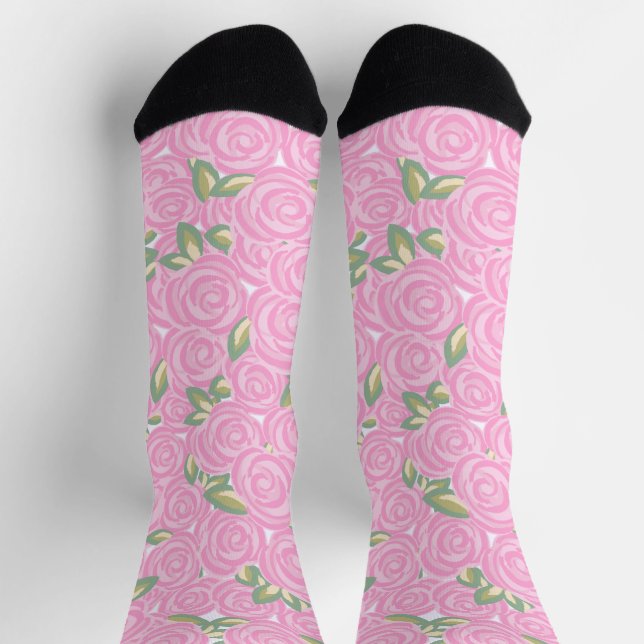Chaussette Conception de rose antique romantique (Haut)