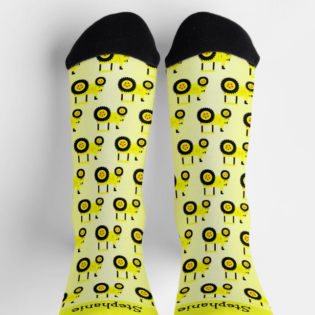 Chaussette Conception de tracteur jaune personnalisée (Haut)