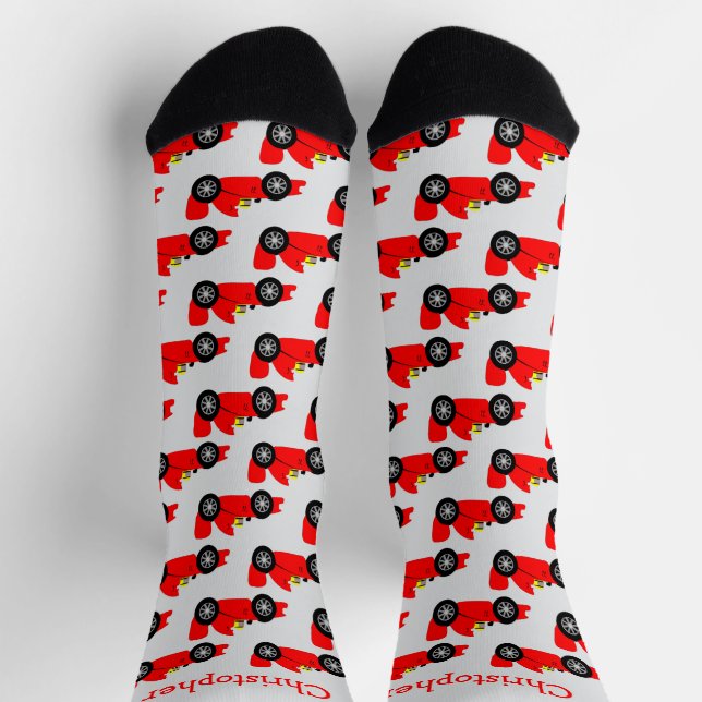 Chaussette Conception de voiture de course rouge personnalisé (Haut)
