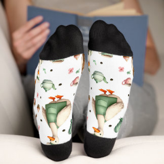 Chaussette Conception d'oies de chef fantaisiste, oie de ferm