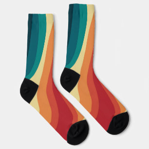 Chaussette Conception d'ondes de style rétro multicolore
