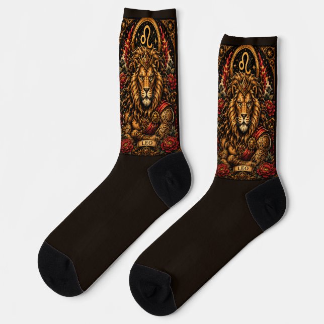 Chaussette Conception du zodiaque Lion Masculin Céleste (Gauche)