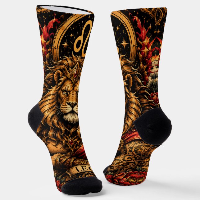 Chaussette Conception du zodiaque Lion Masculin Céleste (Angulaire)