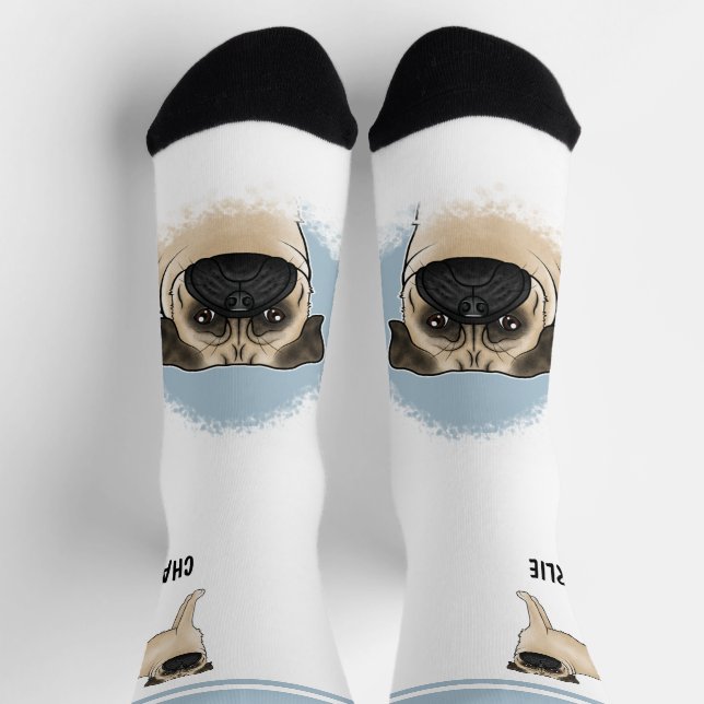 Chaussette Conception et nom de la race de chien Fawn Pug Mop (Haut)