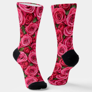 Chaussette Conception florale botanique de roses roses fuchsi