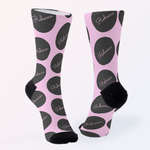 Chaussette Conception moderne à points Polka rose et gris