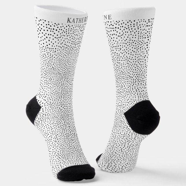 Chaussette Conception personnalisable à pois blancs et noirs (Angulaire)
