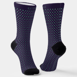 Chaussette Conception personnalisable bleu marine vert à pois