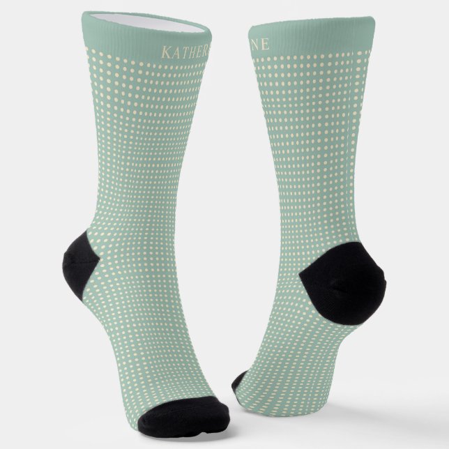 Chaussette Conception personnalisable vert sauge jaune à pois (Angulaire)