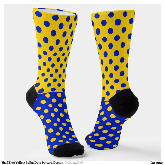 Chaussette Conception Pois demi-bleue Jaune (Créateur téléchargé)