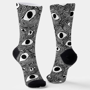 Chaussette Conception psychédélique noir et blanc