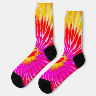Chaussette Conception Tie Dye rose rouge et jaune
