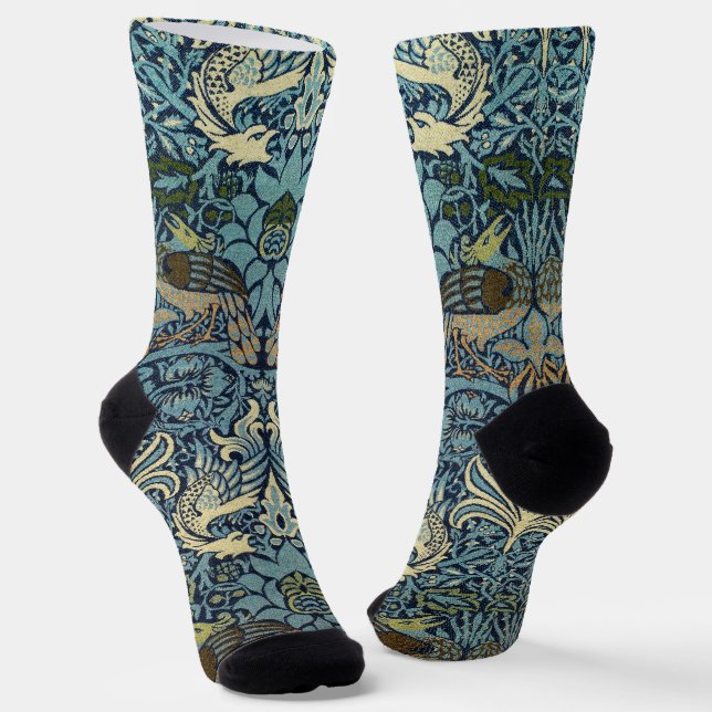 Chaussette Conception tissée de William Morris Paon et Dragon (Angulaire)