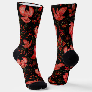Chaussette Conceptions de motifs floraux et feuillus vibrants