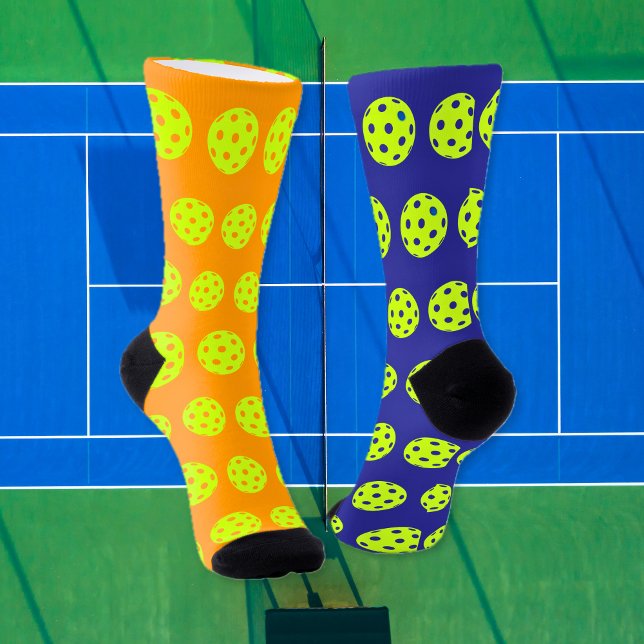Chaussette Concombre Amusant Bleu Orange Impair Pickleball (Funny Pickleball Odd Blue Orange Socks)