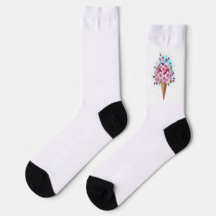 Chaussette Cône rose Sakura crème glacée gaufre