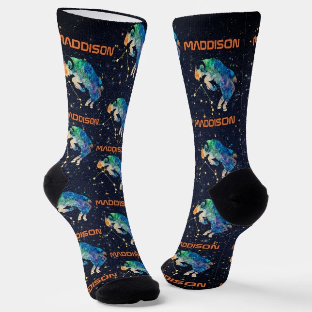 Chaussette Constellation du Bélier Zodiaque Aquarelle Étoiles (Angulaire)