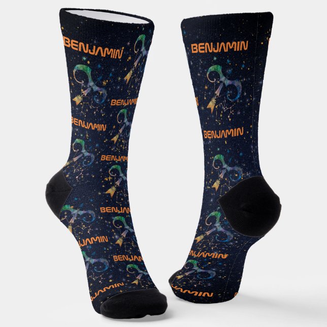 Chaussette Constellation Sagittaire Zodiaque Galaxie Aquarell (Angulaire)