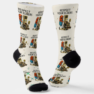 Chaussette Contrôle de jeu rétro drôle de respect de vos aîné