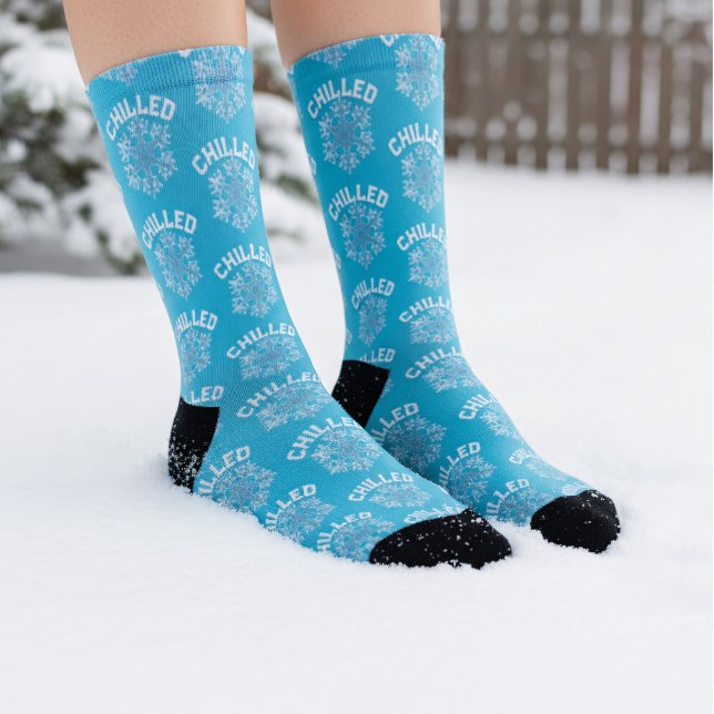 Chaussette Cool Blue Custom Chaussettes de Flocon de Neige ré (For extra chill - put them in the fridge before you wear them. Perfect stocking stuffer)