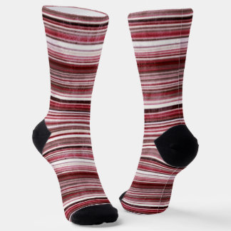 Chaussette cool bordeaux blanc rayé motif unisex