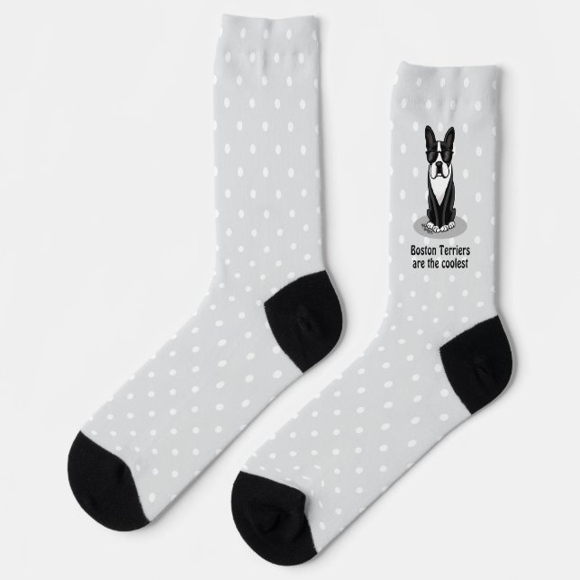 Chaussette Cool Boston Terrier Dog (noir) avec lunettes de so (Gauche)