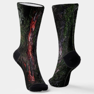 Chaussette Cool d'écorce de bois rouge noir