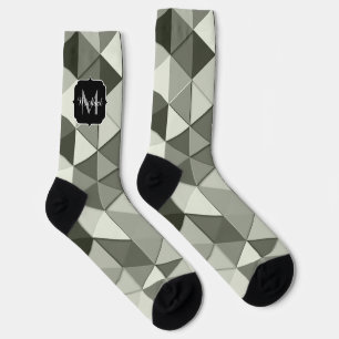 Chaussette Cool en niveaux de gris triangle géométrique motif