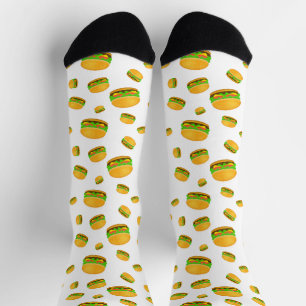 Chaussette Cool et amusant yummy burger motif sur blanc