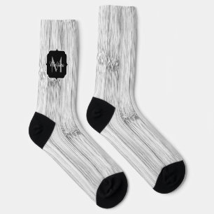 Chaussette Cool gris imprimé bois de bambou Monogramme