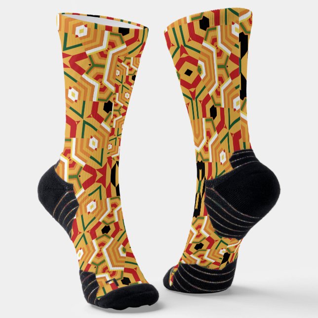 Chaussette Cool Kente Remix Chaussettes Tout-Sur-Impression (Angulaire)