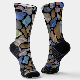 Chaussette Cool Multi couleur pierre illustration Blue Black 
