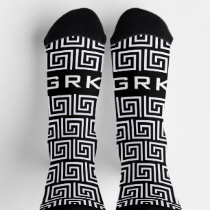 Chaussette Cool noir & blanc Grec clé meander nom du motif