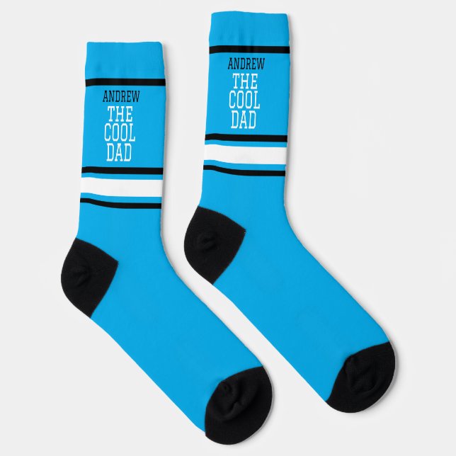 Chaussette Cool Papa Personnalisé Bleu (Droite)