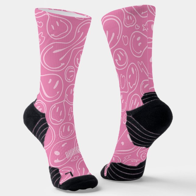 Chaussette Cool Sourire Visage Melting Sourire Motif rose (Angulaire)
