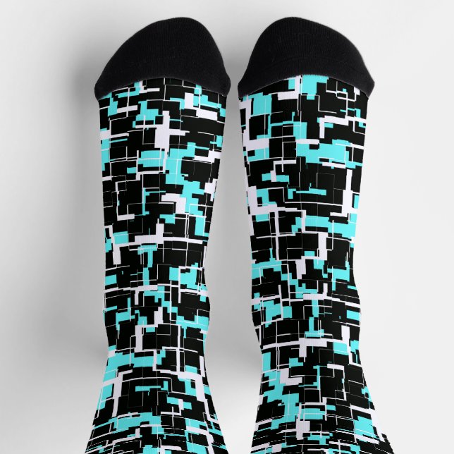 Chaussette Cool tendance noir blanc Turquoise bleu Motif (Haut)