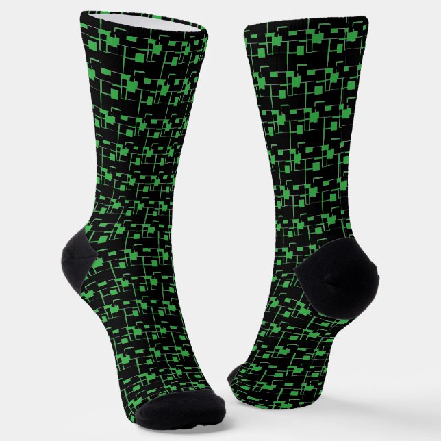 Chaussette Cool tendance Noir/Motif vert (Angulaire)