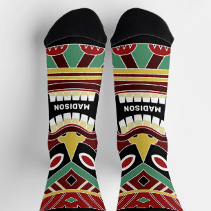 Chaussette Cool Tiki Totems nom personnalisé