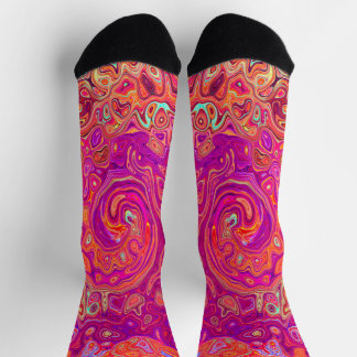 Chaussette Corail Abstrait rétro et spirale de marbre pourpre