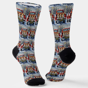 Chaussette Corgi Noël Camion Rouge Fêtes