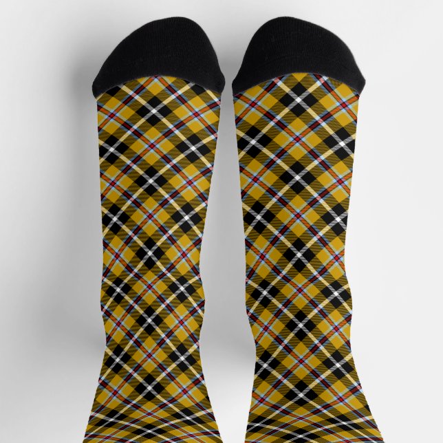 Chaussette Cornouailles National Tartan Jaune et Noir Plaid (Haut)