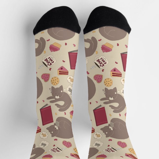 Chaussette Cosy Amoureux des chats Collage (Haut)