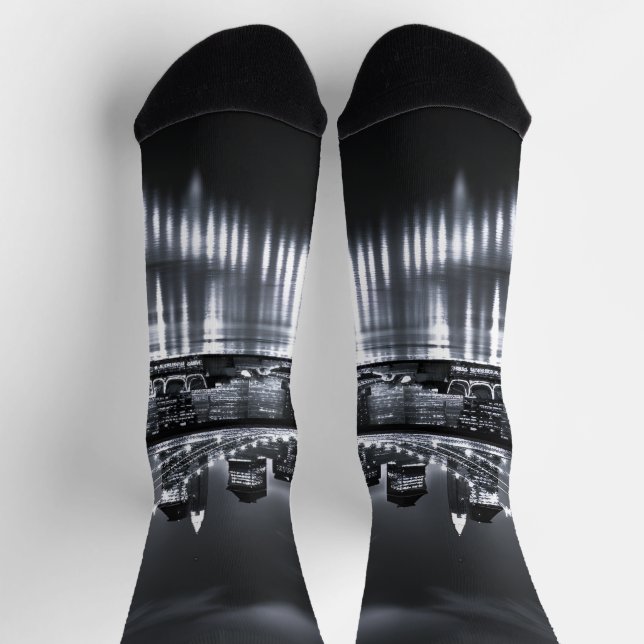 Chaussette Coucher de New York Pont de Brooklyn Monochrome Nu (Haut)